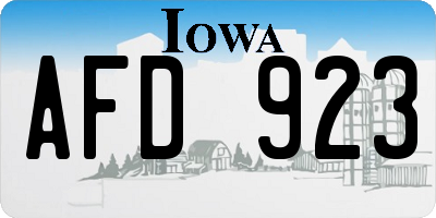 IA license plate AFD923