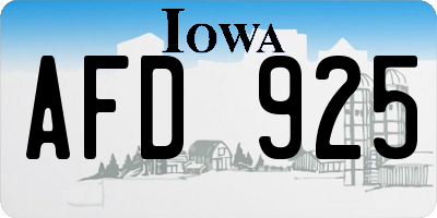 IA license plate AFD925