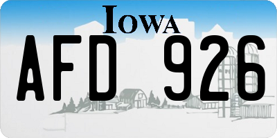 IA license plate AFD926