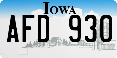 IA license plate AFD930