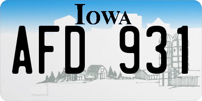 IA license plate AFD931