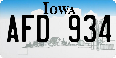 IA license plate AFD934