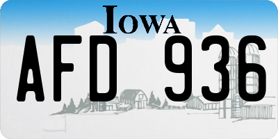 IA license plate AFD936