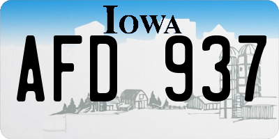 IA license plate AFD937