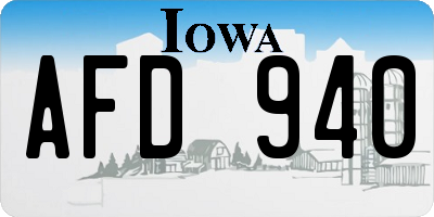 IA license plate AFD940