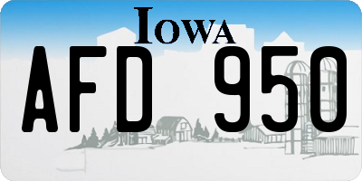 IA license plate AFD950