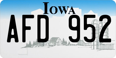 IA license plate AFD952