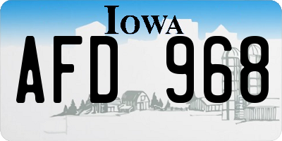 IA license plate AFD968