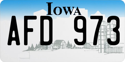 IA license plate AFD973
