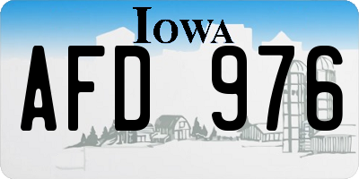 IA license plate AFD976