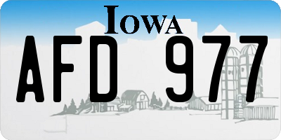 IA license plate AFD977