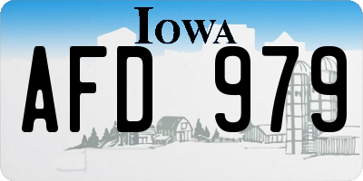 IA license plate AFD979
