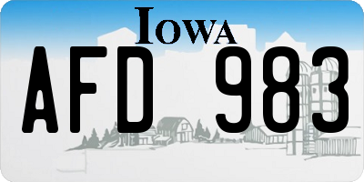 IA license plate AFD983