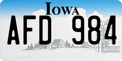 IA license plate AFD984