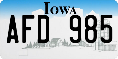 IA license plate AFD985