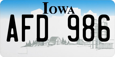 IA license plate AFD986