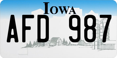 IA license plate AFD987
