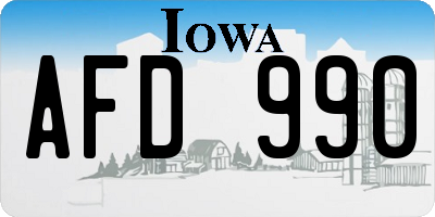 IA license plate AFD990