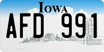 IA license plate AFD991