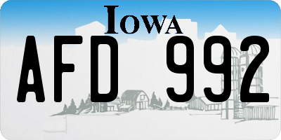 IA license plate AFD992