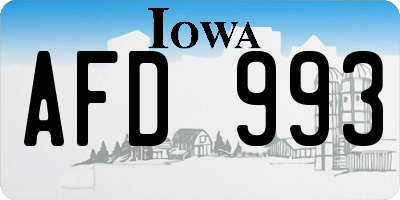 IA license plate AFD993