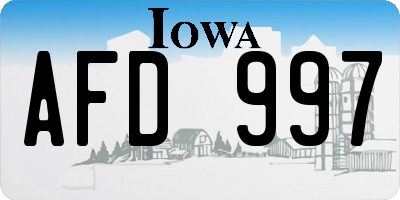 IA license plate AFD997