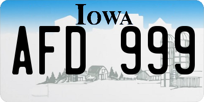 IA license plate AFD999