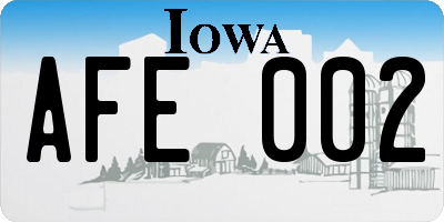 IA license plate AFE002