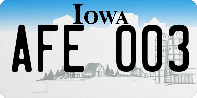 IA license plate AFE003