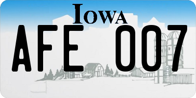 IA license plate AFE007