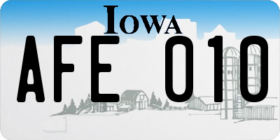 IA license plate AFE010