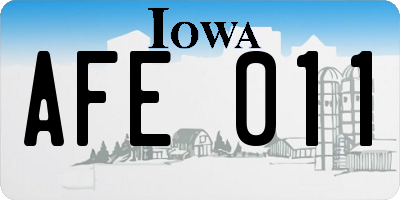IA license plate AFE011