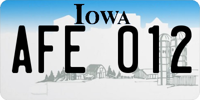 IA license plate AFE012