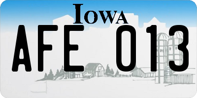 IA license plate AFE013