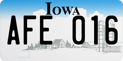 IA license plate AFE016