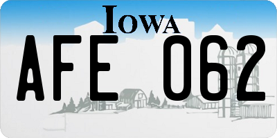 IA license plate AFE062