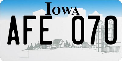IA license plate AFE070