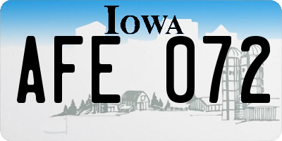 IA license plate AFE072