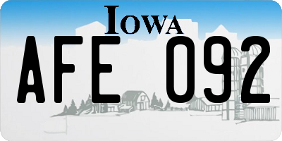 IA license plate AFE092