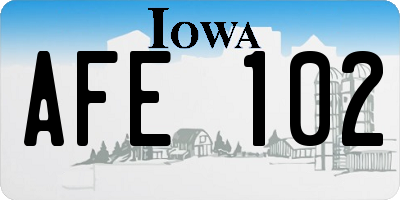 IA license plate AFE102