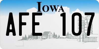 IA license plate AFE107