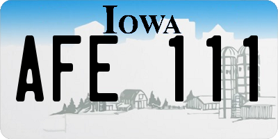 IA license plate AFE111