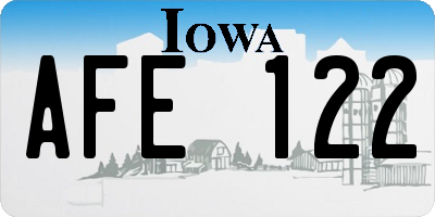 IA license plate AFE122