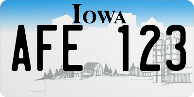 IA license plate AFE123