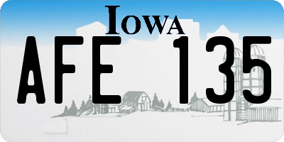 IA license plate AFE135
