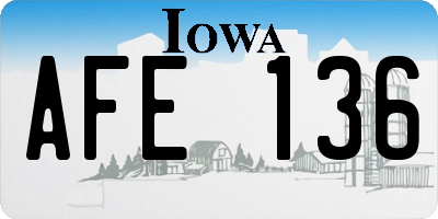 IA license plate AFE136