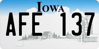 IA license plate AFE137