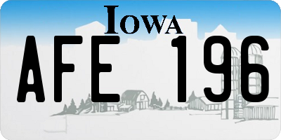IA license plate AFE196
