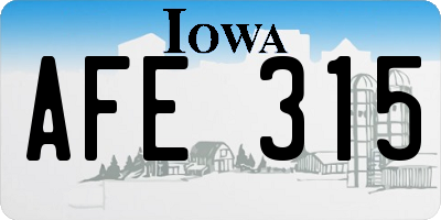 IA license plate AFE315
