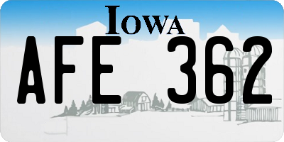 IA license plate AFE362